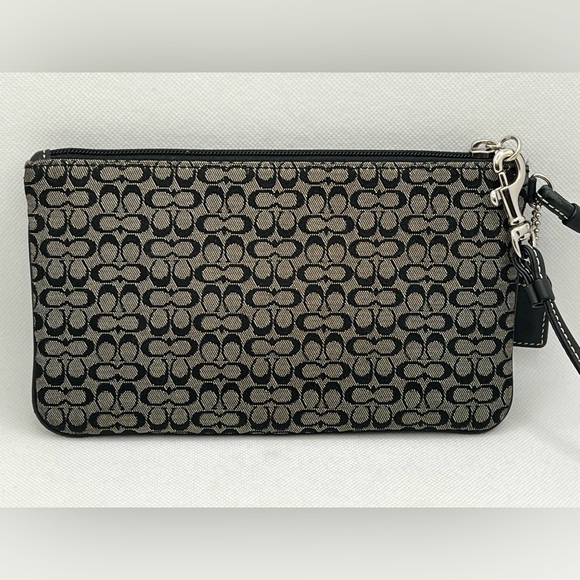 Coach Soho Black Mini Signature Clutch Wristlet Skinny Front Buckle - Picture 6 of 16